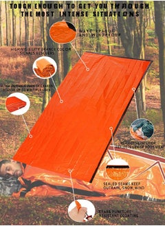 DUNISO Emergency sleeping bag, PE portable outdoor single life rescue sleeping bag, with drawstring bag, waterproof and warm, suitable for camping, traveling and hiking, 91 * 213cm, orange  - Image 4