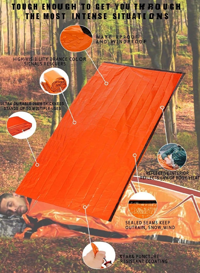 DUNISO Emergency sleeping bag, PE portable outdoor single life rescue sleeping bag, with drawstring bag, waterproof and warm, suitable for camping, traveling and hiking, 91 * 213cm, orange  - Image 4