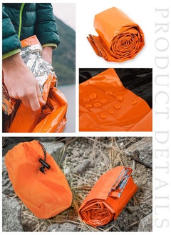 DUNISO Emergency sleeping bag, PE portable outdoor single life rescue sleeping bag, with drawstring bag, waterproof and warm, suitable for camping, traveling and hiking, 91 * 213cm, orange  - Image 5