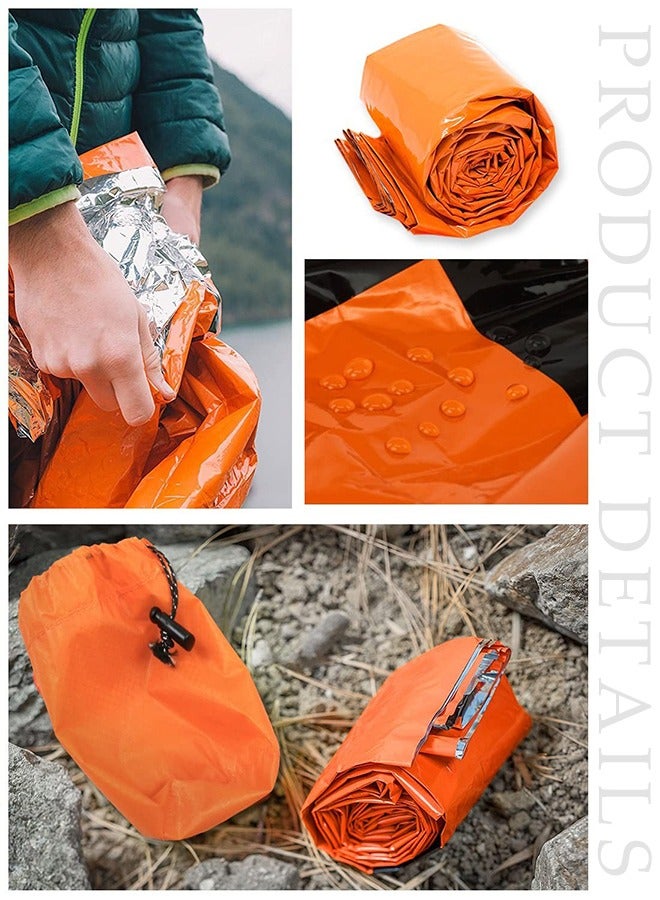 DUNISO Emergency sleeping bag, PE portable outdoor single life rescue sleeping bag, with drawstring bag, waterproof and warm, suitable for camping, traveling and hiking, 91 * 213cm, orange  - Image 5