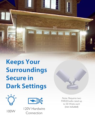 NICOR Lighting 100W White Double Cylinder Adjustable Security Flood Light (11522) - Image 3