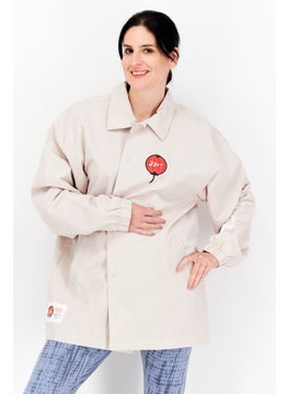 Reebok Women Sportswear Fit Brand Logo Training Jacket, Beige  - Image 1
