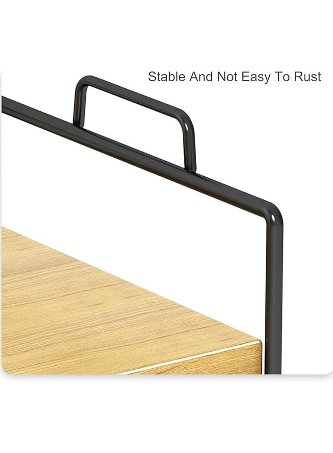 Double Layer Desktop Shelves Wood Desktop Organizer Shelf, Home Office Dormitory Desk Bookshelf Organizer Adjustable Desktop Display Shelf Rack (Beige) - Image 5