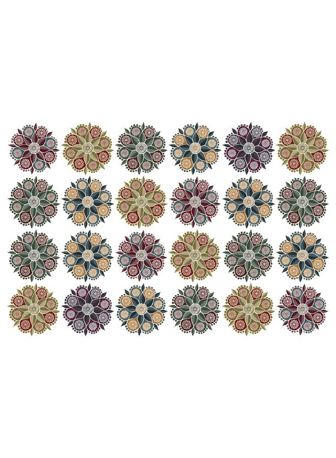 WallDesign Vinyl Vastu Flow Circle 4 Inch X 24 Set Rangoli Wall Stickers - Simple Design Borders For Bedroom, Living Room, Kitchen Tiles, Cupboard, Tv Wall, Self-Adhesive - Image 1