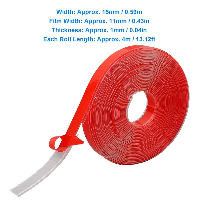 5 Rolls Red Double Sided Tape for Press On Nails, 15mm x 13.12ft, Strong Sticky Adhesive for Nail Art, Packaging, Salon, Home Supplies - Image 2