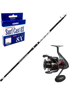 YekOutdoor Surf Fishing Rod Set Okuma Aria Tele Surf 3.90 cm 100-200 gr Surf Rod&okuma Ceymar C-6000A Dark Gray 7+1bb Fishing Reel  - Image 1