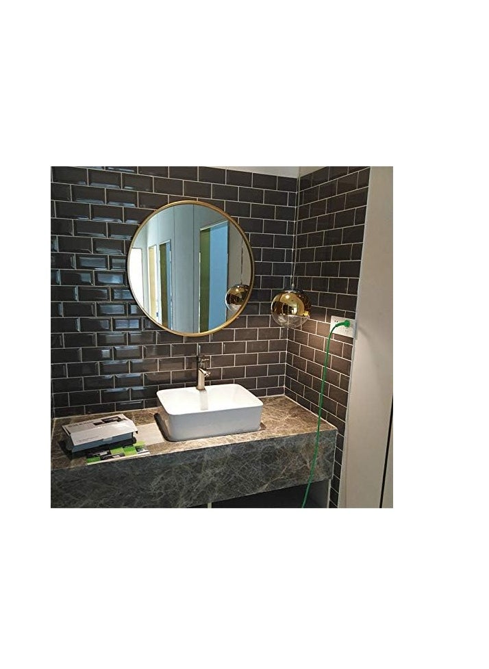 Decorhills Round Mirror Wall Mounted, Large Circle Mirrors for Wall Decor, Round 60Cm Big Metal Frame Wall Mirror, Modern Vanity Mirror for Living Room Bathroom Bedroom  - Image 3