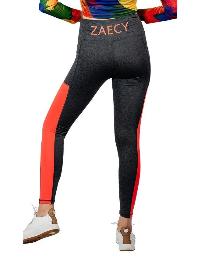 ZAECY Ash Silk Flamingo Red Women's Mid-Rise Power Leggings for Women | Best Price UAE