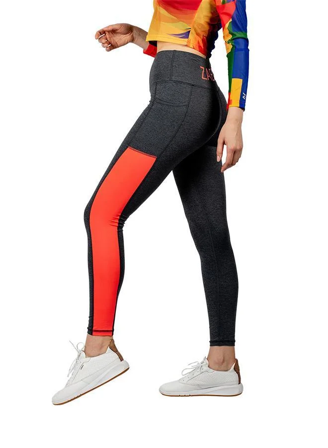 ZAECY Ash Silk Flamingo Red Women's Mid-Rise Power Leggings for Women | Best Price UAE