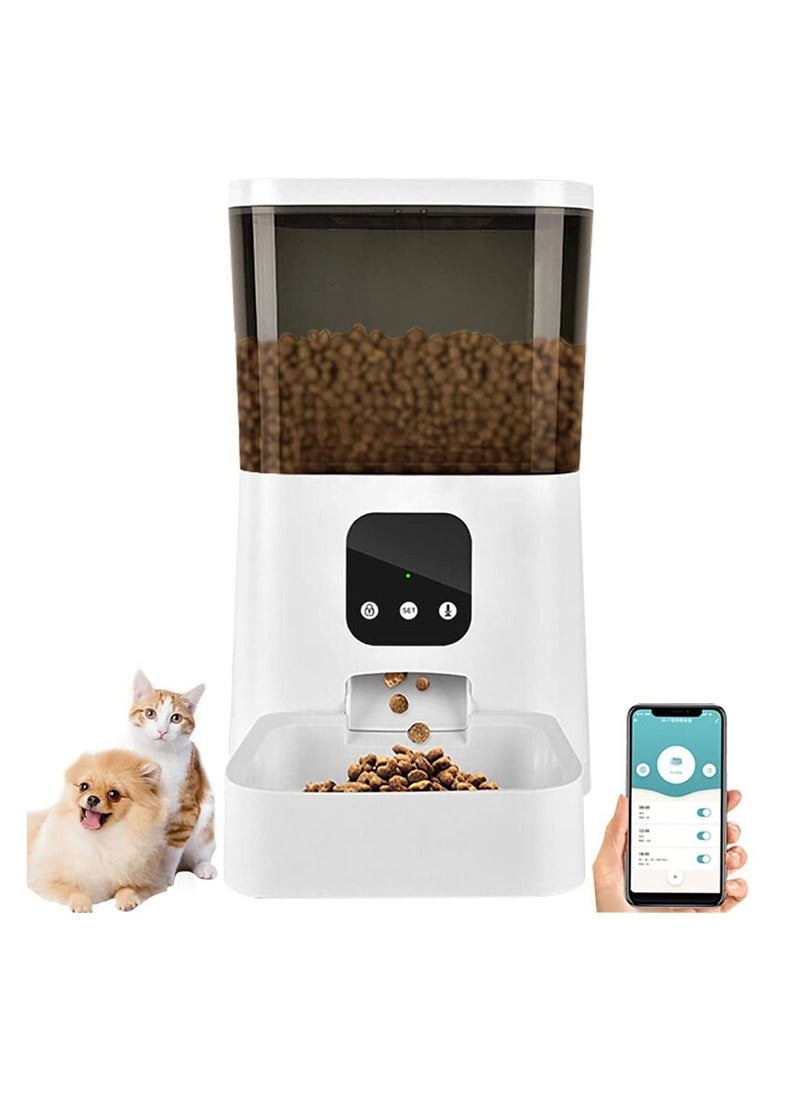 Arabest - Dog Food Dispenser WiFi APP Control 6L Auto Cat Feeder with Voice Recording Programmable Portion Control for Small Medium Large Puppy Kitten (White) - Image 1