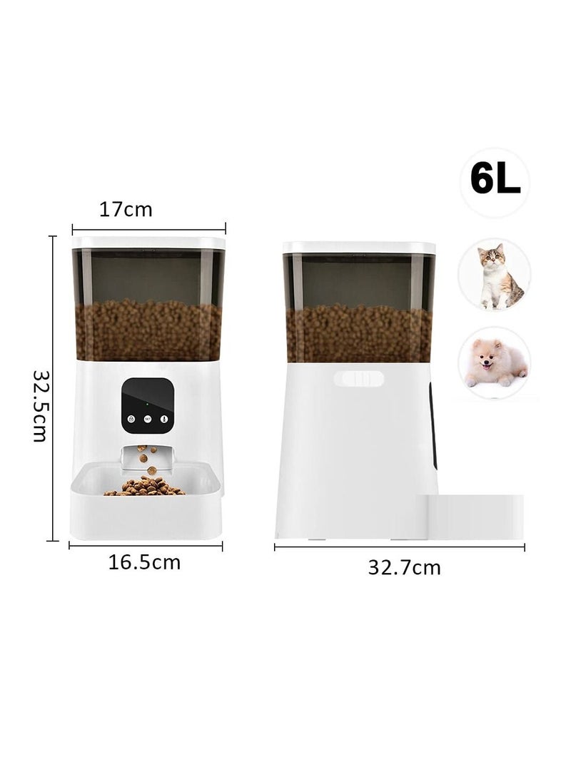 Arabest - Dog Food Dispenser WiFi APP Control 6L Auto Cat Feeder with Voice Recording Programmable Portion Control for Small Medium Large Puppy Kitten (White) - Image 1