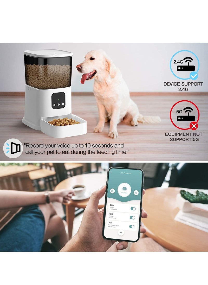 Arabest - Dog Food Dispenser WiFi APP Control 6L Auto Cat Feeder with Voice Recording Programmable Portion Control for Small Medium Large Puppy Kitten (White) - Image 1