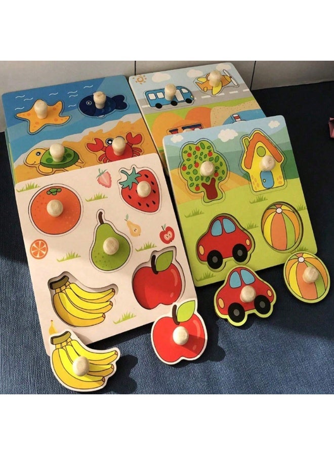 Montessori Wooden Peg Puzzles for Toddlers Ages 1-4 – Safe Educational Fine Motor Skill Toys with Chunky Knobs – Durable Learning Puzzle Set for Boys & Girls – Early Cognitive Development Gift  - Image 2