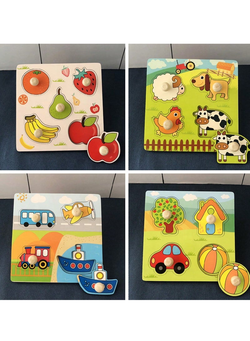 Montessori Wooden Peg Puzzles for Toddlers Ages 1-4 – Safe Educational Fine Motor Skill Toys with Chunky Knobs – Durable Learning Puzzle Set for Boys & Girls – Early Cognitive Development Gift  - Image 3