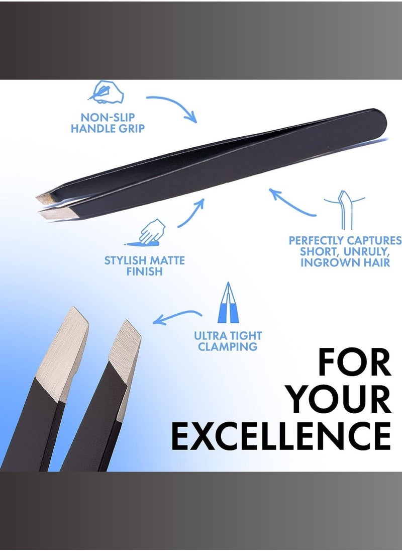 RCler lab. Professional Stainless Steel Eyebrow Tweezers – Precision Slanted Tip for Perfect Hair Removal, Special Edge Sharpening, Durable Design for Men & Women  - Image 2