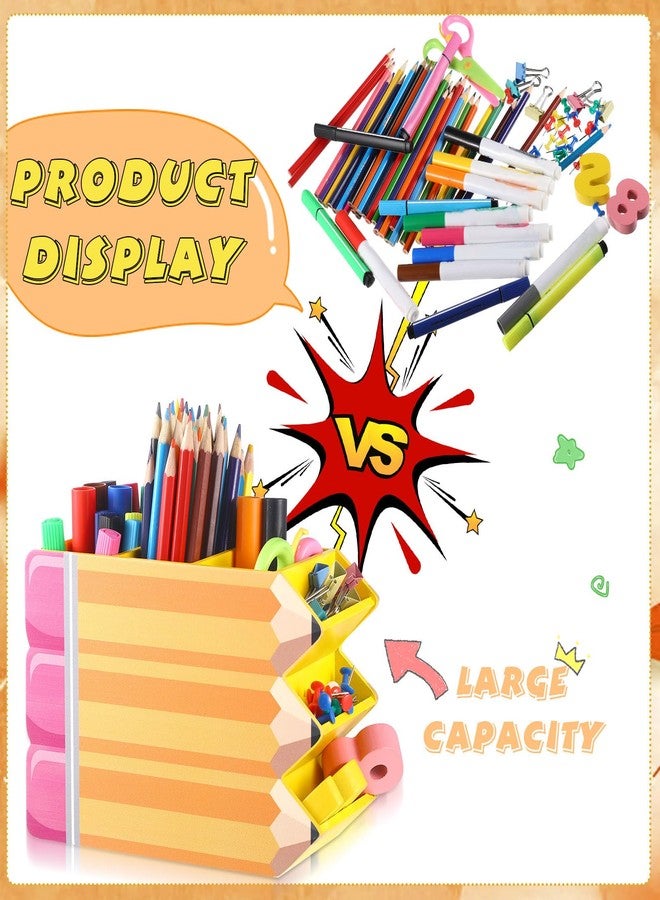 Faccito Teacher Appreciation Gifts Pencil Shape Pencil Organizer Teacher Desktop Pencil Holder for Women Men School Desk School Office Supplies - Image 4