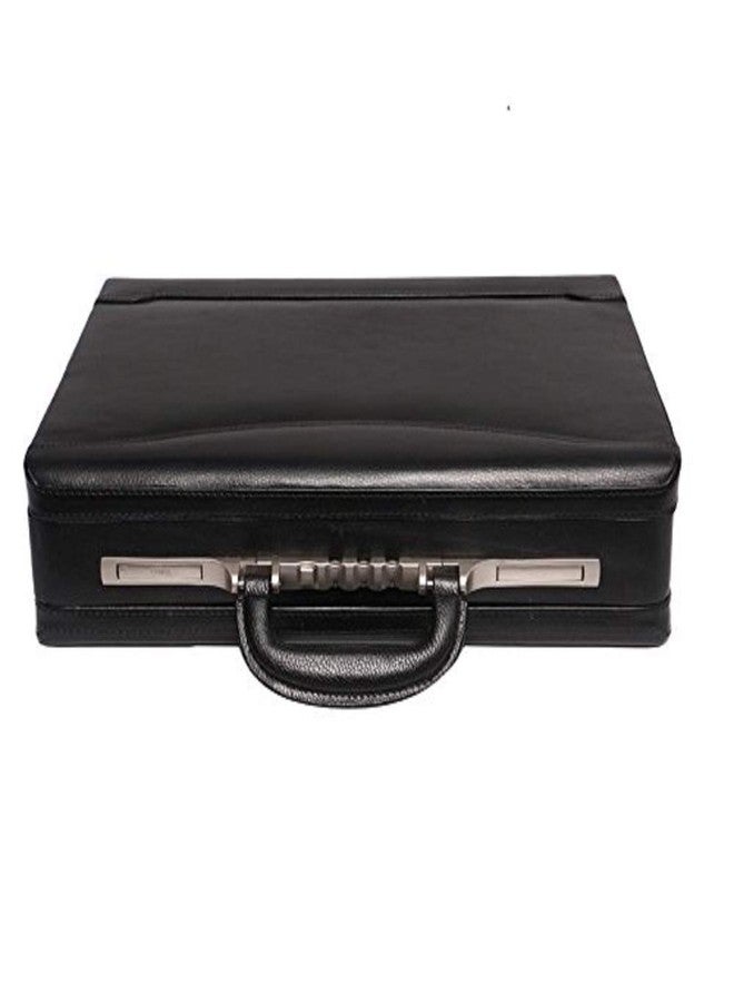 OBANI Genuine Leather Expandable Briefcase Black. Dimensions: 18" x 4" x 12.50" (L x W x H) - Image 1