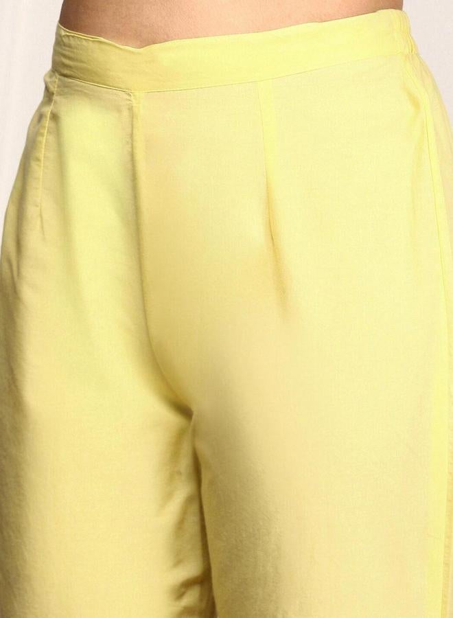 آي شين طقم كورتا مطرز بالقطن مع بنطلون ودوباتا من إيشين - Image 3