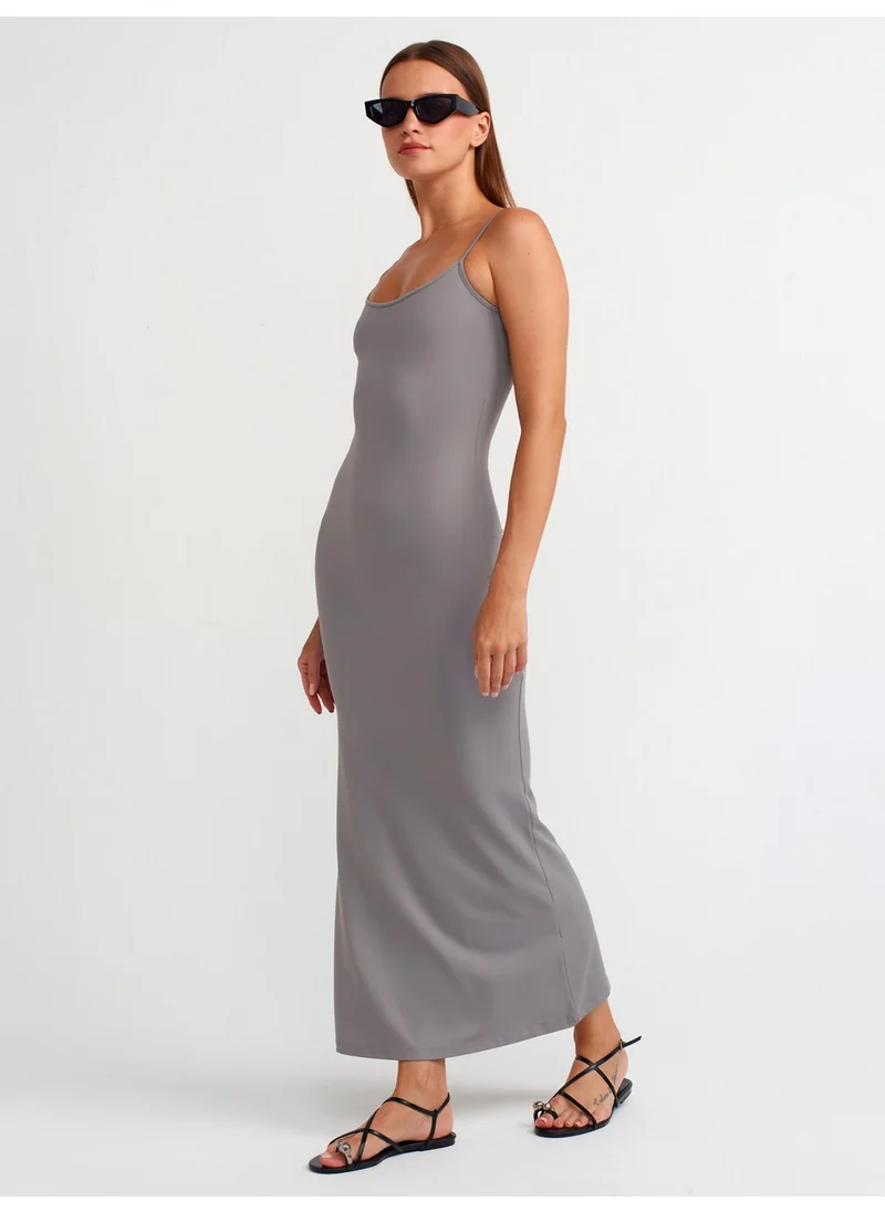 Dilvin 91175 Strappy Long Dress-Grey