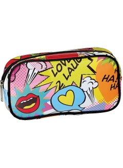 iscream iscream 'Love 2 Laugh' 8.5" x 4.5" Bold Print Zippered Cosmetic Bag 
