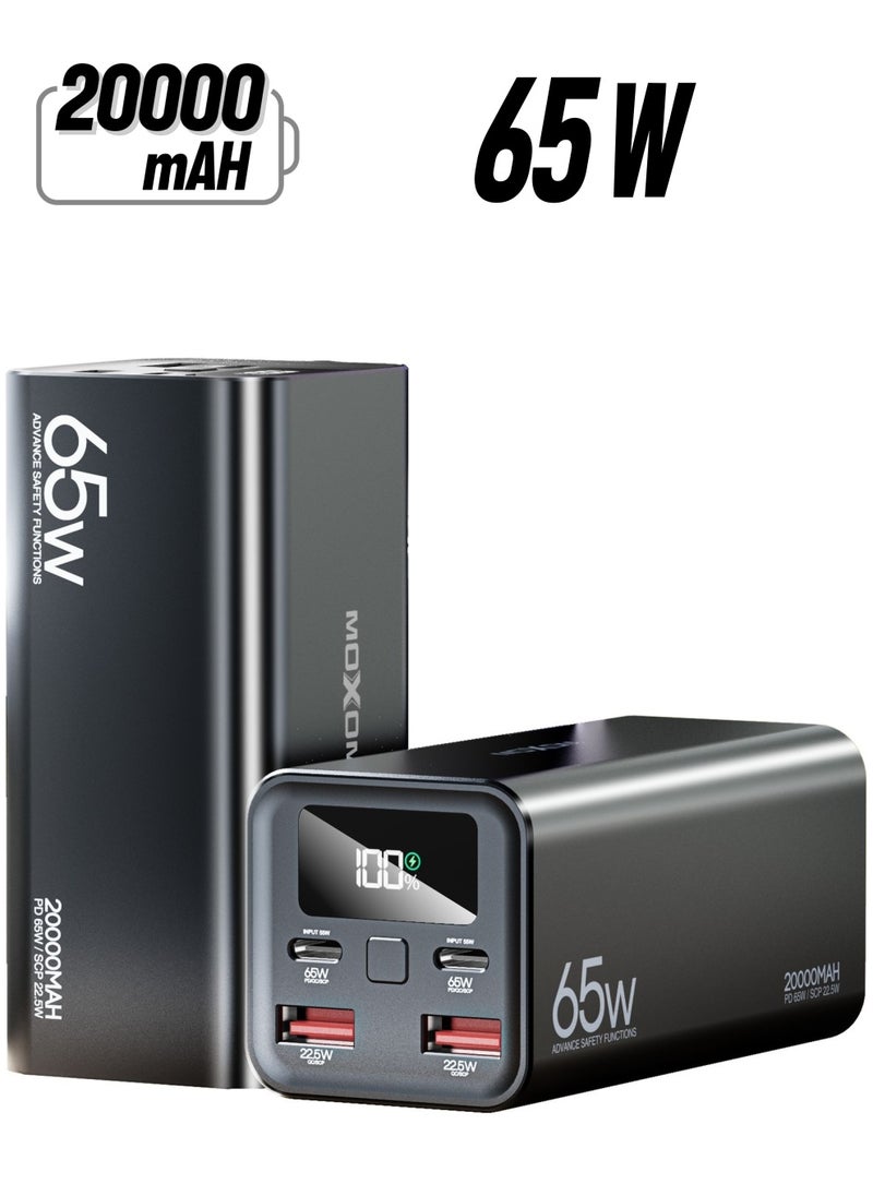 MOXOM MX-PB72 20000 mAh Portable Powerbank with 4 Output and 2 Input 65W PD + 22.5W SCP Charging  - Image 1