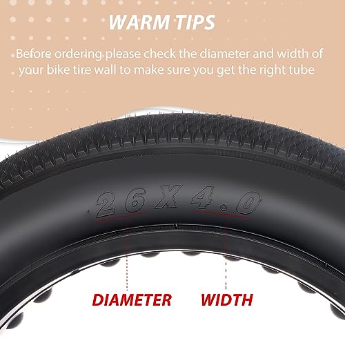 MOHEGIA 26x4 Fat Tire Bike Tubes: MOHEGIA 2 Pack 26x4.0 Electric Fat Bicycle Inner Tubes AV 32mm Schrader Valve,Premium Butyl Rubber Replacement Tubes with 2 Tire Levers - Image 2