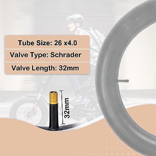 MOHEGIA 26x4 Fat Tire Bike Tubes: MOHEGIA 2 Pack 26x4.0 Electric Fat Bicycle Inner Tubes AV 32mm Schrader Valve,Premium Butyl Rubber Replacement Tubes with 2 Tire Levers - Image 4