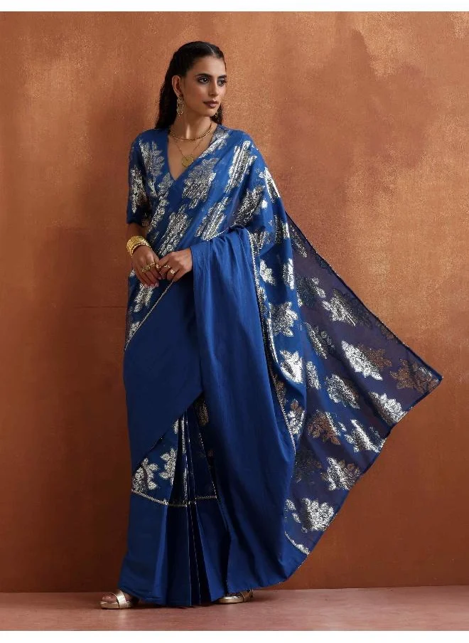 ترو برونز trueBrowns Blue Metallic Ready To Wear Saree