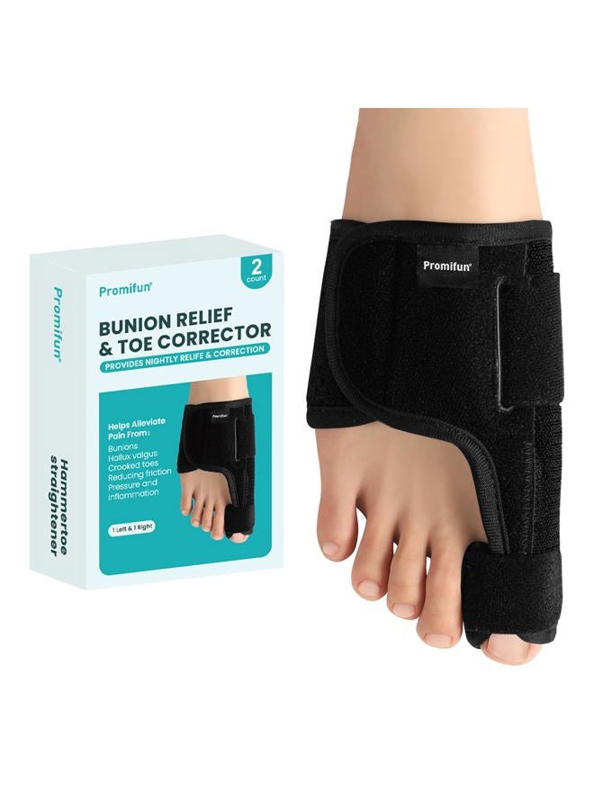Promifun دعامة إصبع القدم المكسور - دعامة إصبع القدم الكبير للنساء والرجال - دعامة دعم إصبع القدم الكبير للاستخدام نهارًا وليلاً - مصحح بونيون لتخفيف الألم - 1 زوج - Image 1
