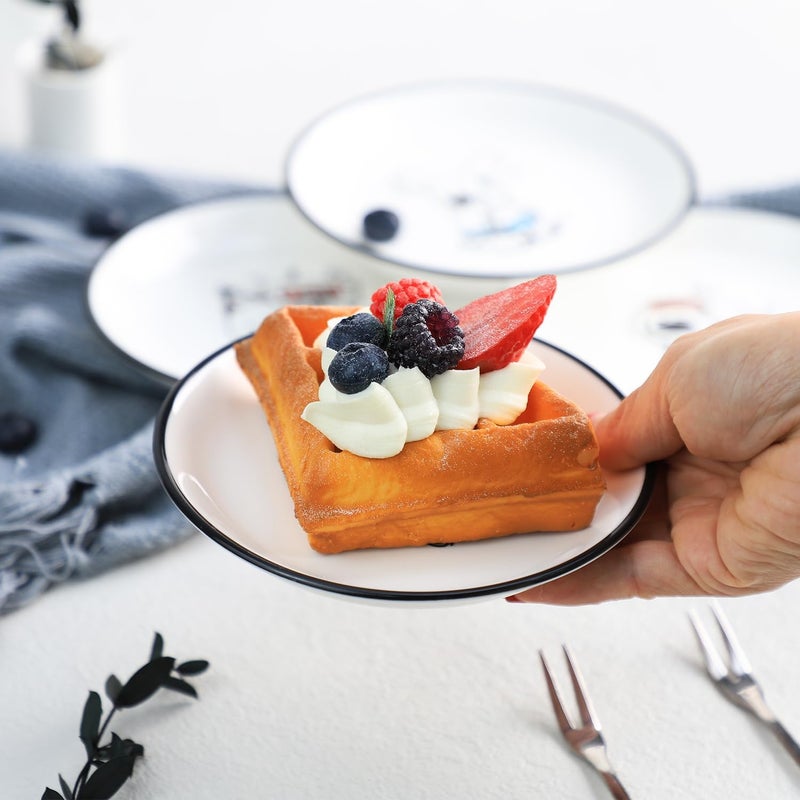 SOCOSY Cute Cartoon Cool Dog Pattern Ceramic Seasoning Dishes Sauce Dish Sushi Dipping Bowl Appetizer Plates Tea Bag Holder Serving Dish for Kitchen 5 Inch Set of 4  - Image 5