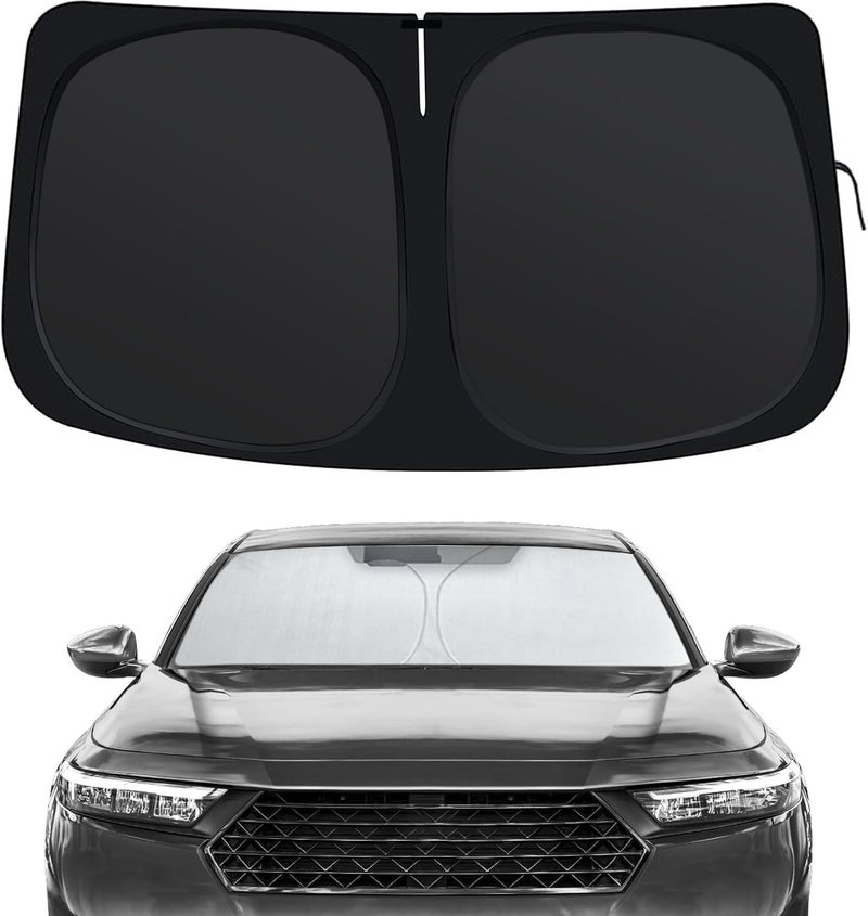 FSHAANY'S Windshield Sun Shade for Honda Accord 2023-2025, Front Window Shades Custom Fit for Accord, Foldable Car Sun Shield with Steering Wheel Sunshade to Block UV Keep Car Cool - Image 1