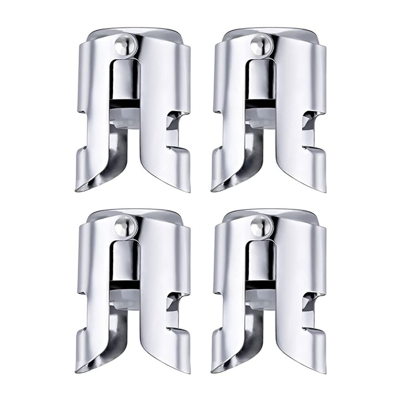 Surfexa Champagne Stopper with Stainless Steel Decorative Champagne Saver Vacuum Plug with Food Grade Silicone Reusable Bottle Sealer Keeps Champagne Fresh Pack4 - Image 1