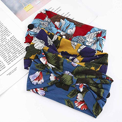 Bohend Boho Button Headband Wide Stretchy Daily Use Knotted Headwear Sport Athletic Yoga Gym Hair Accessories for Women and Girls(3pcs) (L) - Image 2
