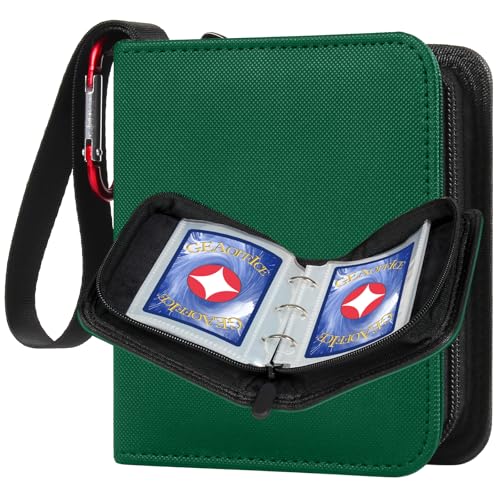 GEAoffice Mini Size Card Binder 1 Pocket 80 Pockets Small Trading Card Album Book with 40 Removable Sleeves 80 Top Loading Pockets Binder for TCG MTG SportsGame Cards Green - Image 1