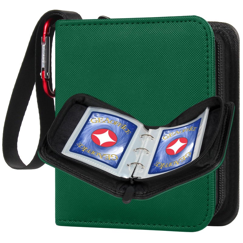 GEAoffice Mini Size Card Binder 1 Pocket 80 Pockets Small Trading Card Album Book with 40 Removable Sleeves 80 Top Loading Pockets Binder for TCG MTG SportsGame Cards Green - Image 2
