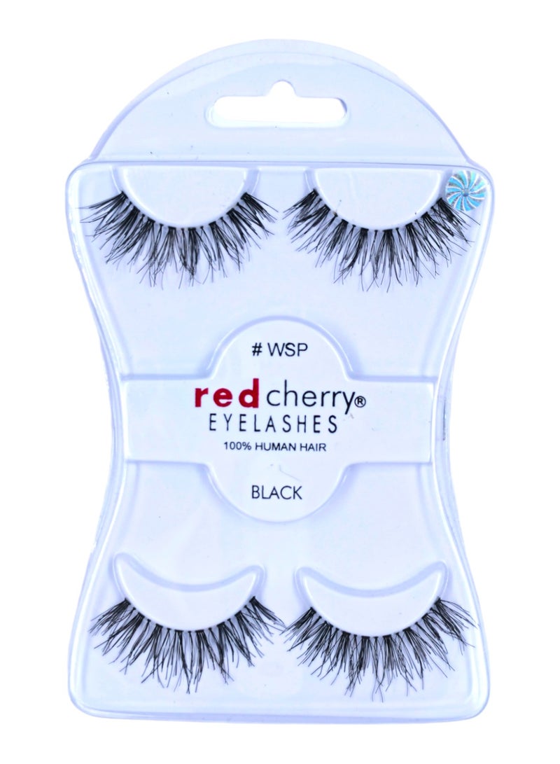 Red Cherry Eyelashes Human Hair Black 2 IN 1 # WSP