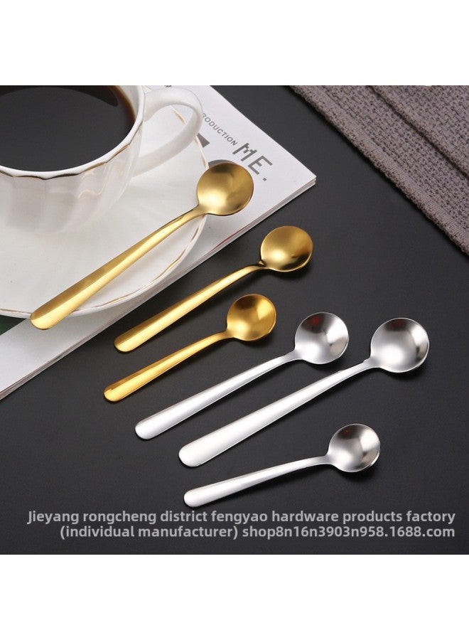 Add Logo Special Small Spoon 304 Stainless Steel Seasoning Spoon Salt Spoon Golden Small Spoon Coffee Spoon Small Round Spoon-Specifications:304 Gold 13cm  - Image 2