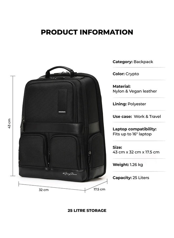 Mokobara MOKOBARA The Terra Work Backpack 25L Premium Nylon 16" Water Resistant Daily Use Travel Laptop Backpack for Men & Women (Black)  - Image 2