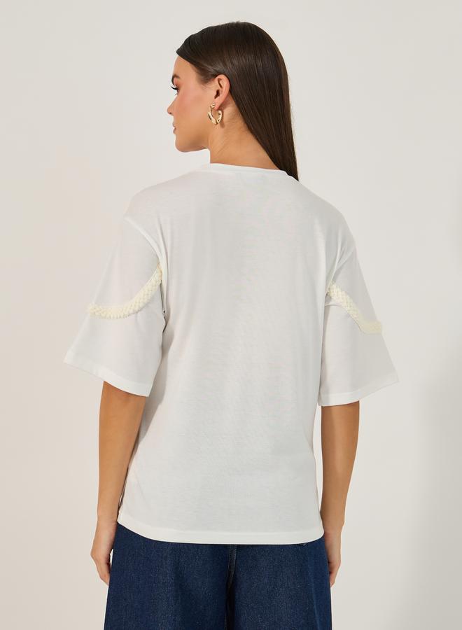 Styli Solid Knitted Round Neck Short Sleeve T-Shirt - Image 5