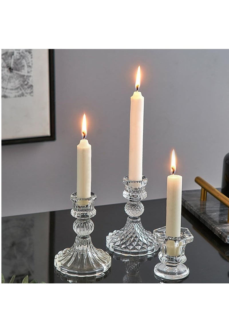 Excefore حامل شموع زجاجي متدرج، قاعدة شمعة، شمعة كريستالية واضحة، حامل شمعة عيد ميلاد، مجموعة مركزية من الشموع الزجاجية، لشمعة بقطر 2.2-2.4 سم، زينة حفلات الزفاف والمهرجانات 6 قطع - Image 4