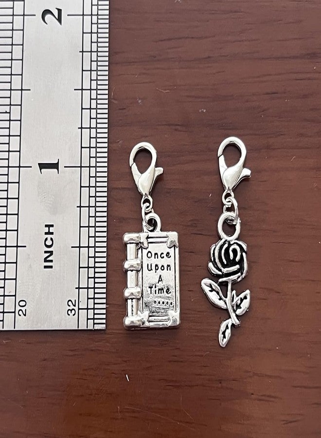 AMOBESTER Mini Fairy Tale Book Rose Clip on Charms Flower Zipper Pull Charms Bridesmaid Wedding Jewelry - Image 4
