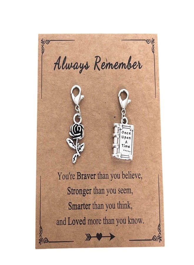 AMOBESTER Mini Fairy Tale Book Rose Clip on Charms Flower Zipper Pull Charms Bridesmaid Wedding Jewelry - Image 1