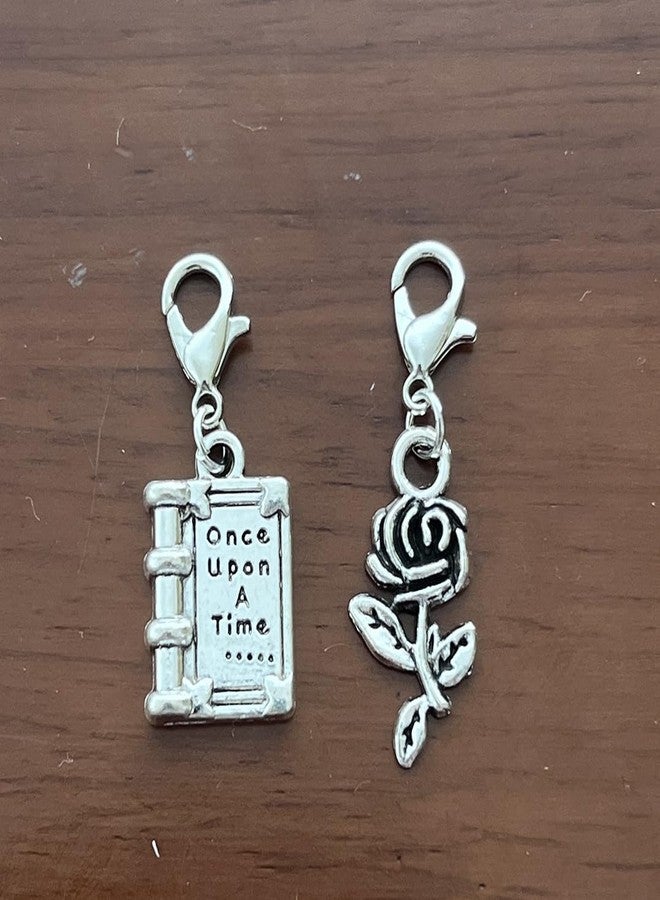 AMOBESTER Mini Fairy Tale Book Rose Clip on Charms Flower Zipper Pull Charms Bridesmaid Wedding Jewelry - Image 5