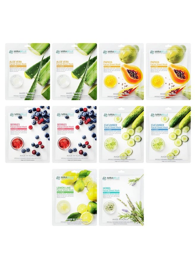 MIRABELLE Cosmetics Korea Healing Skin Facial Sheet Mask For Intense Hydration & Glowing, For All Skin Types, Women & Men, Made In Korea, Combo Pack Of 10 (Each 25Ml)  - Image 1