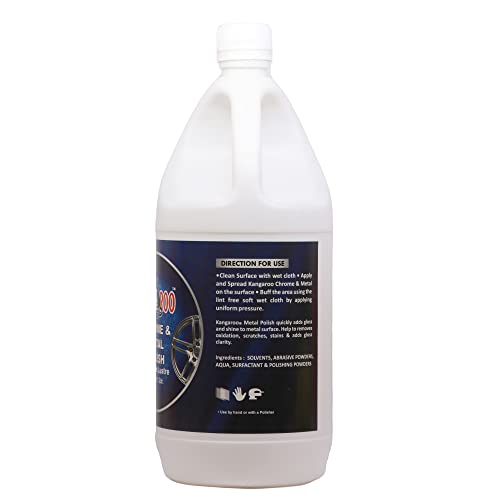 Kangaroo® Chrome and Metal Polish 1 Ltr For Chrome, Copper, Brass, Bronze, Gold, Nickel and Stainless Steel. All Metal Cleaner, Polisher and Protectant. Removes oxidation and discoloration. (1 Litre) - Image 3
