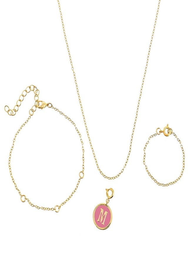 VOYLLA Valentine's Day Collection Alphabet M Pink Enamel Charm|Valentine Gift For Her|Gift For Wome|Gift For Her| - Image 1
