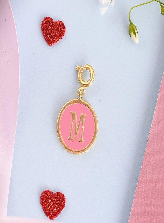 VOYLLA Valentine's Day Collection Alphabet M Pink Enamel Charm|Valentine Gift For Her|Gift For Wome|Gift For Her| - Image 2