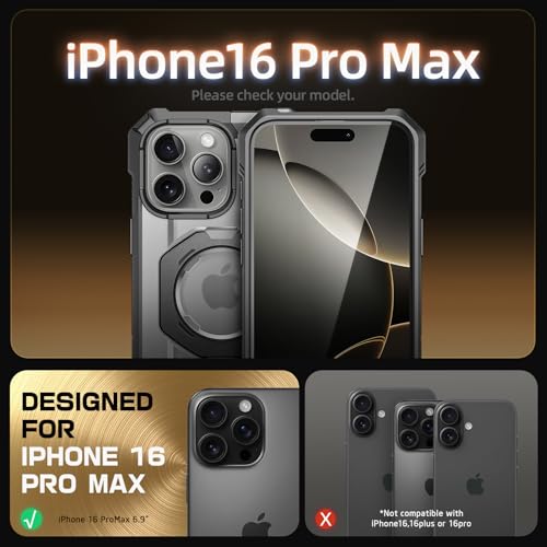SUPCASE for iPhone 16 Pro Max Case with Camera Control Capture Button (Unicorn Beetle Grip), [Built-in Stand] [Compatible with MagSafe] Heavy Duty Magnetic Phone Case for iPhone 16 Pro Max, Gray - Image 2