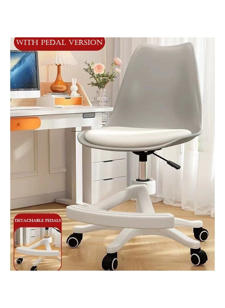 keke Computer Chair [Upgraded with Footrest] Gray Back White Cushion + Thickened Nylon Feet - Image 1