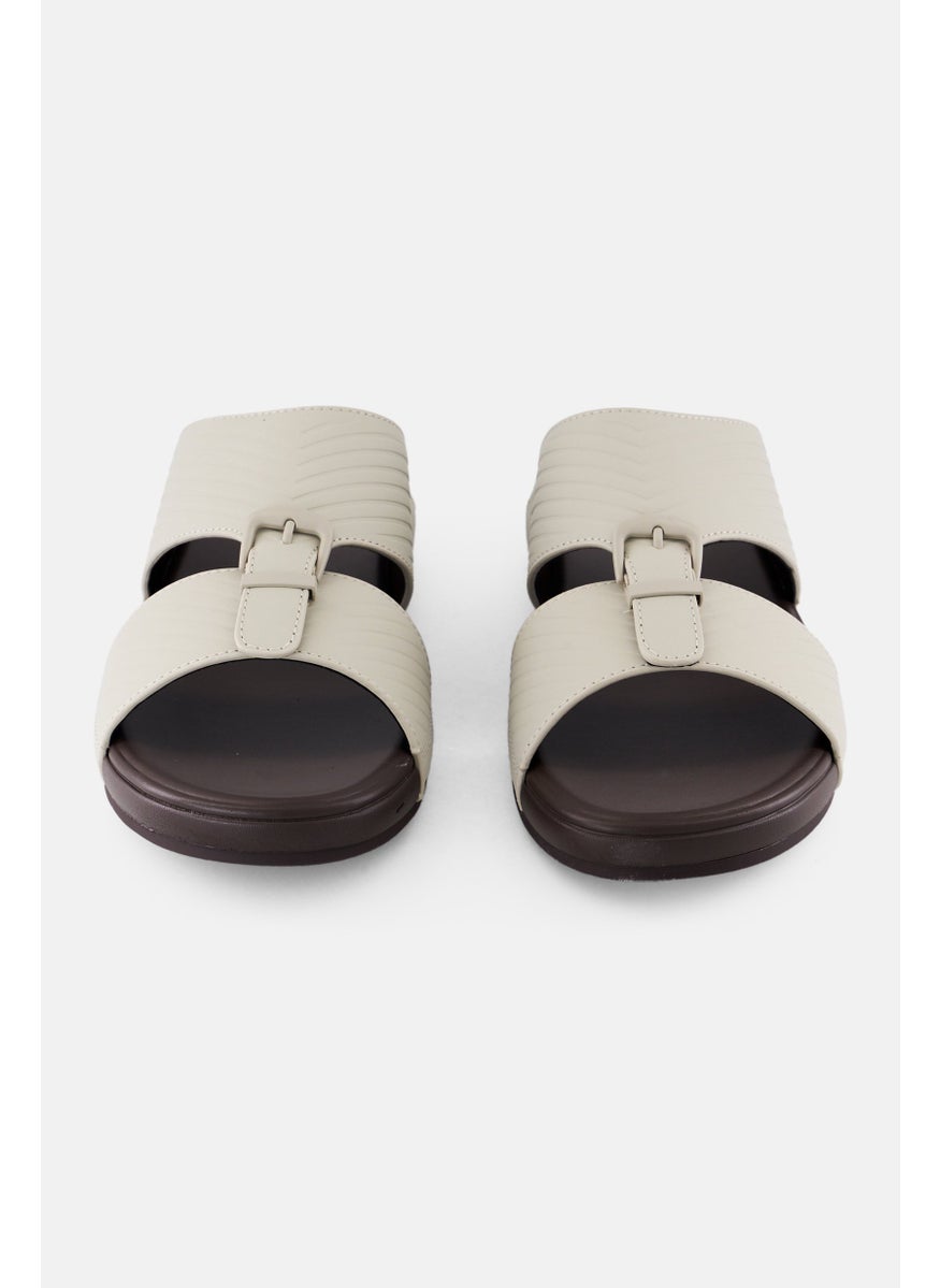 Algspar Men 2 Strap Slip On Arabic Sandals, Beige  - Image 4
